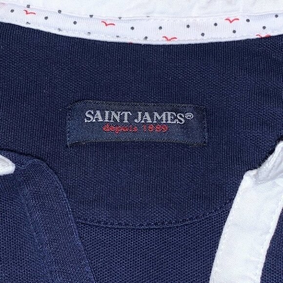 saint James Cotton Polo Dress Navy Blue Size 8 - Picture 5 of 12